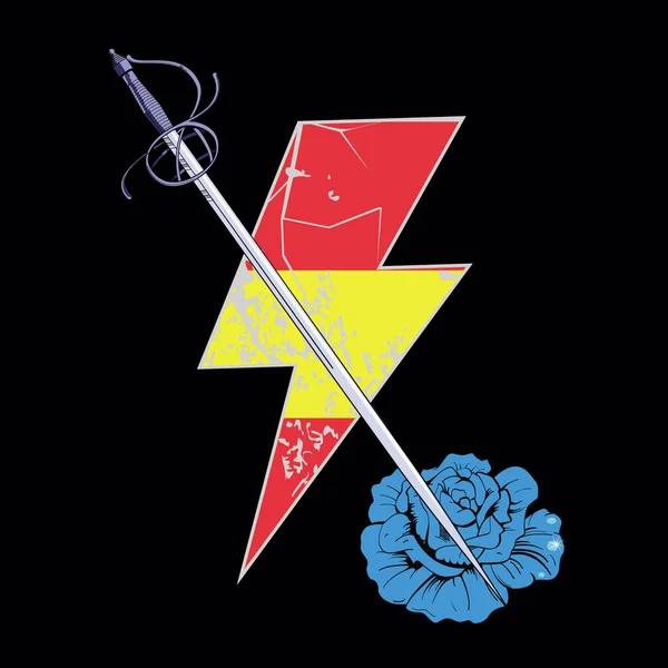 Tričko Symbolem Hromu Barvami Španělské Vlajky Mečem Květinou Vektorová Ilustrace Stock Vektory