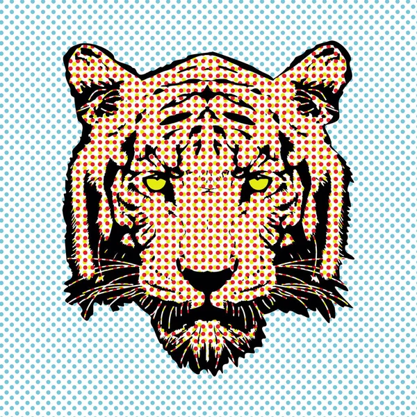 Shirt Testa Tigre Stile Pop Art Modello Tigre Testa Vettoriale — Vettoriale Stock