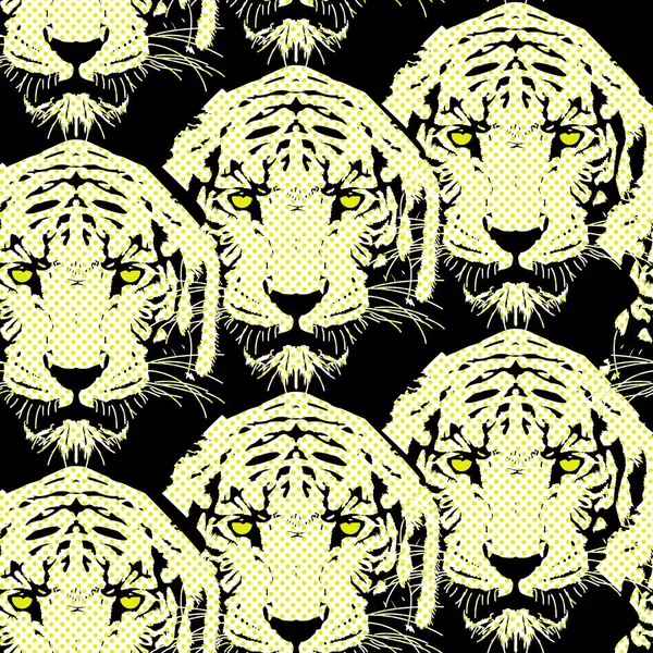 Motif Sans Couture Avec Imprimé Léopard Têtes Tigre — Image vectorielle