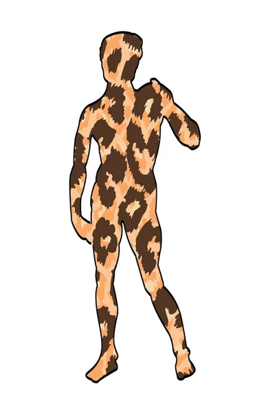 Diseño Para Una Camiseta Silueta Masculina Con Estampado Animal Estatua — Vector de stock