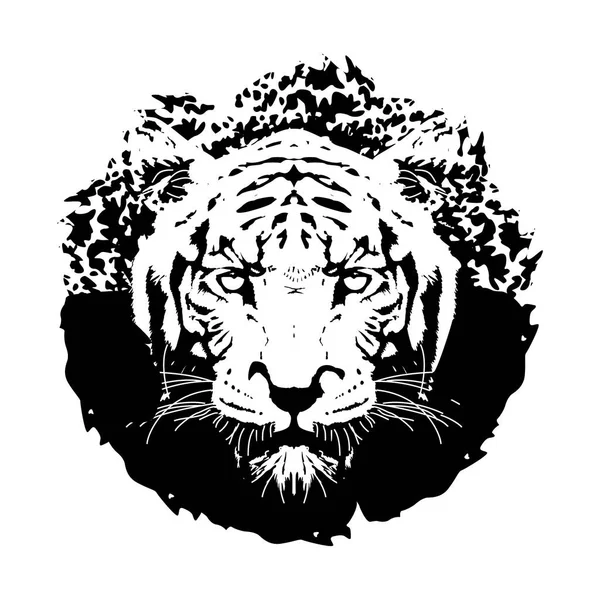 Shirt Tête Tigre Design Illustration Vectorielle Monochrome Pour Affiches Sur — Image vectorielle