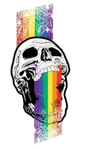 Diseño Camiseta Rainbow Skull Ilustración Vectorial Buena Para Día Del — Archivo Imágenes Vectoriales