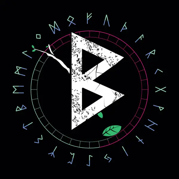 Berkano adında runik bir tişört tasarlamak. Dairesel biçimde eski bir alfabe. Doğurganlık sembolü.