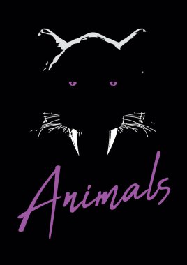 Animals. Saber-toothed tiger head t-shirt design in the dark. clipart