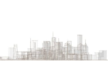 Modern şehir panoraması 3D illüstrasyon