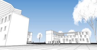 şehir modern mimarisi 3d illüstrasyon