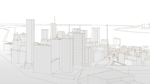 Modern Stad Panorama Illustration — Stockfoto