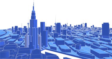 modern şehir panoraması 3d vektör illüstrasyonu