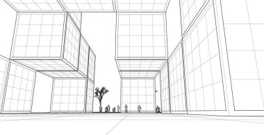 soyut modüler mimari 3d vektör illüstrasyonu