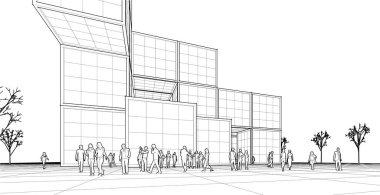 soyut modüler mimari 3d vektör illüstrasyonu