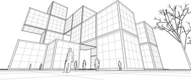 soyut modüler mimari 3d vektör illüstrasyonu