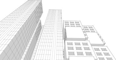 soyut mimari 3d vektör çizimi