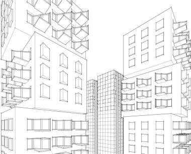 soyut mimari 3d vektör çizimi