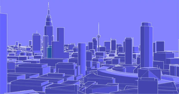 现代城市全景3D矢量图解 — 图库矢量图片