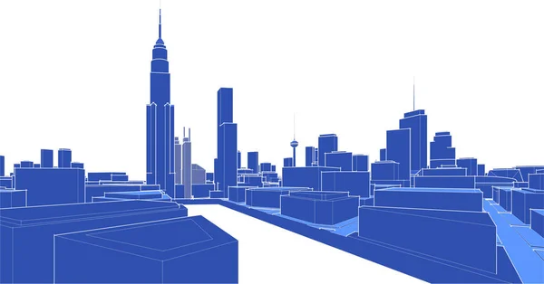 现代城市全景3D矢量图解 — 图库矢量图片