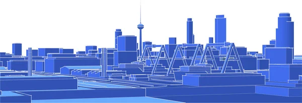 現代都市パノラマ3Dベクトル図 — ストックベクタ