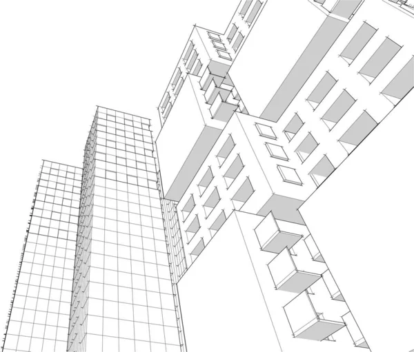 Abstracte Architectuur Vector Illustratie Schets — Stockvector