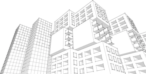 Abstrakte Architektur Vektor Illustration Skizze — Stockvektor