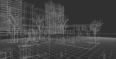şehir modern mimarisi 3d illüstrasyon