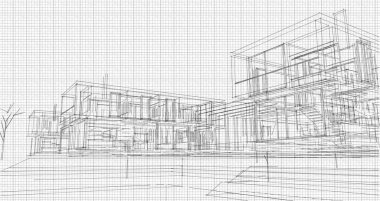 ev mimarisi projesi çizimi 3d illüstrasyon