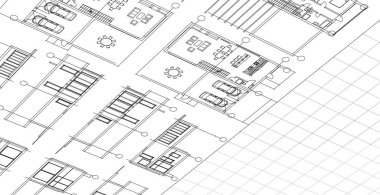 ev mimarisi projesi çizimi 3d illüstrasyon