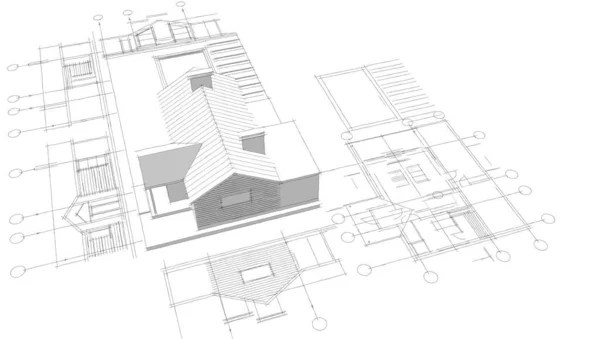 Casa Proyecto Arquitectónico Boceto Ilustración —  Fotos de Stock