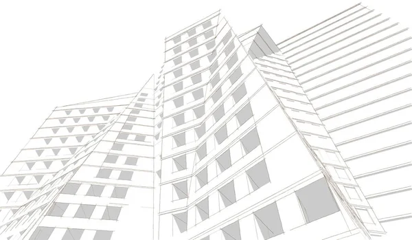 Abstracte Architectuur Illustratie Schets — Stockfoto