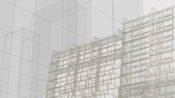 抽象建筑3D示意图 — 图库照片