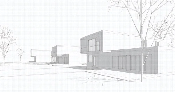 Houses Architectural Project Sketch Illustration — Stock Photo, Image
