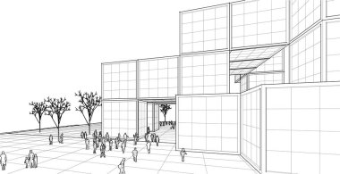 soyut modüler mimari 3d vektör illüstrasyonu