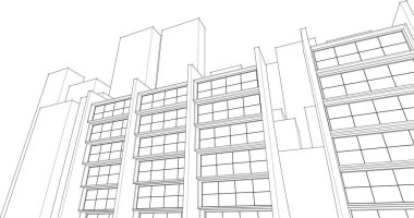 soyut mimari 3d vektör çizimi