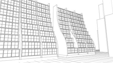 soyut mimari 3d vektör çizimi