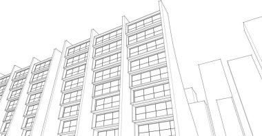 soyut mimari 3d vektör çizimi