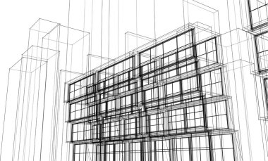 soyut mimari 3d vektör çizimi