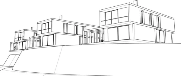Häuser Architektonische Skizze Illustration — Stockvektor