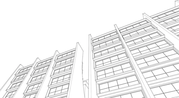 Abstrakt Arkitektur Vektor Illustration Skiss — Stock vektor