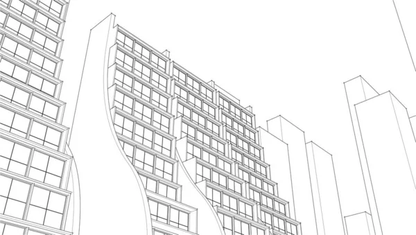 Αφηρημένη Αρχιτεκτονική Διανυσματική Απεικόνιση Σκίτσο — Διανυσματικό Αρχείο