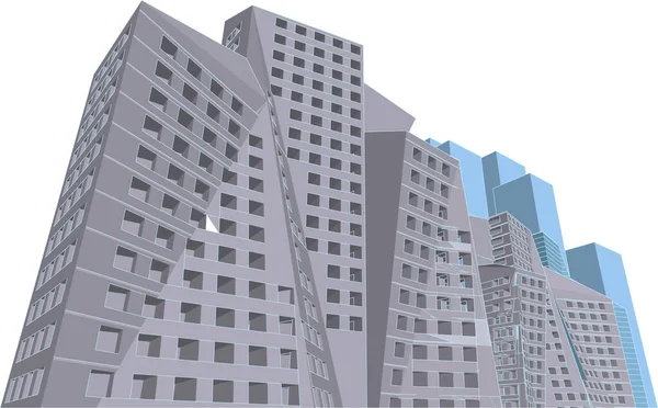 抽象建築3Dベクトルイラストスケッチ — ストックベクタ
