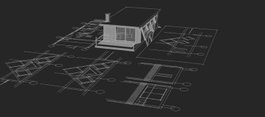 ev mimarisi projesi çizimi 3d illüstrasyon