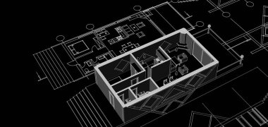 ev mimarisi projesi çizimi 3d illüstrasyon