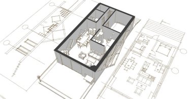 ev mimarisi projesi çizimi 3d illüstrasyon