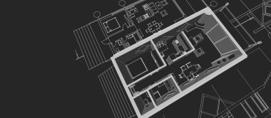 ev mimarisi projesi çizimi 3d illüstrasyon