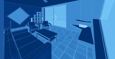 Penceresi olan bir banyonun 3 boyutlu görüntüsü