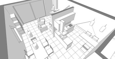 Modern ev planı 3 boyutlu illüstrasyon
