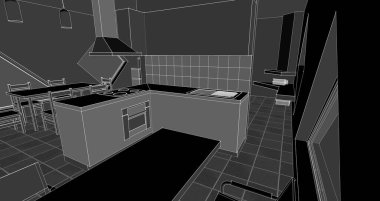 Modern mutfağın içi.