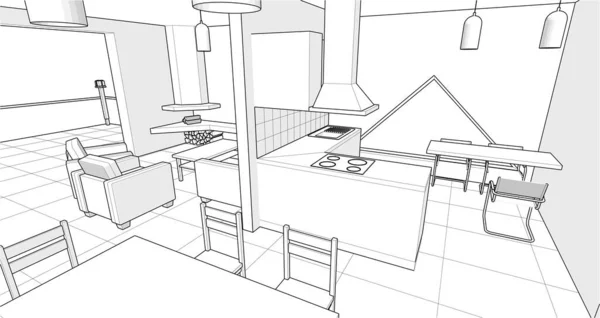Gambar Rancangan Rumah - Stok Vektor