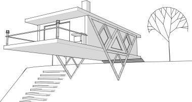 ev mimarisi çizimi 3d illüstrasyon
