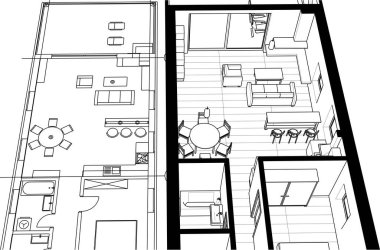 ev içi taslak, 3D çizim