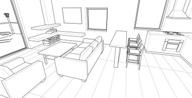 ev içi taslak, 3D çizim