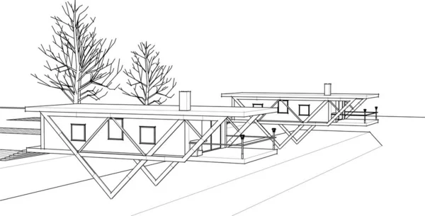 Maisons Sur Cadre Sur Fond Blanc Illustration — Image vectorielle